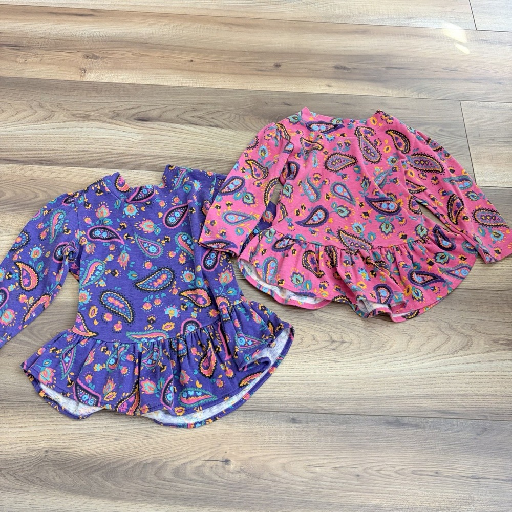 Vintage 1980's Health Tex Baby Girl 3T Set Of 2 Paisley Shorts Multicolor Retro